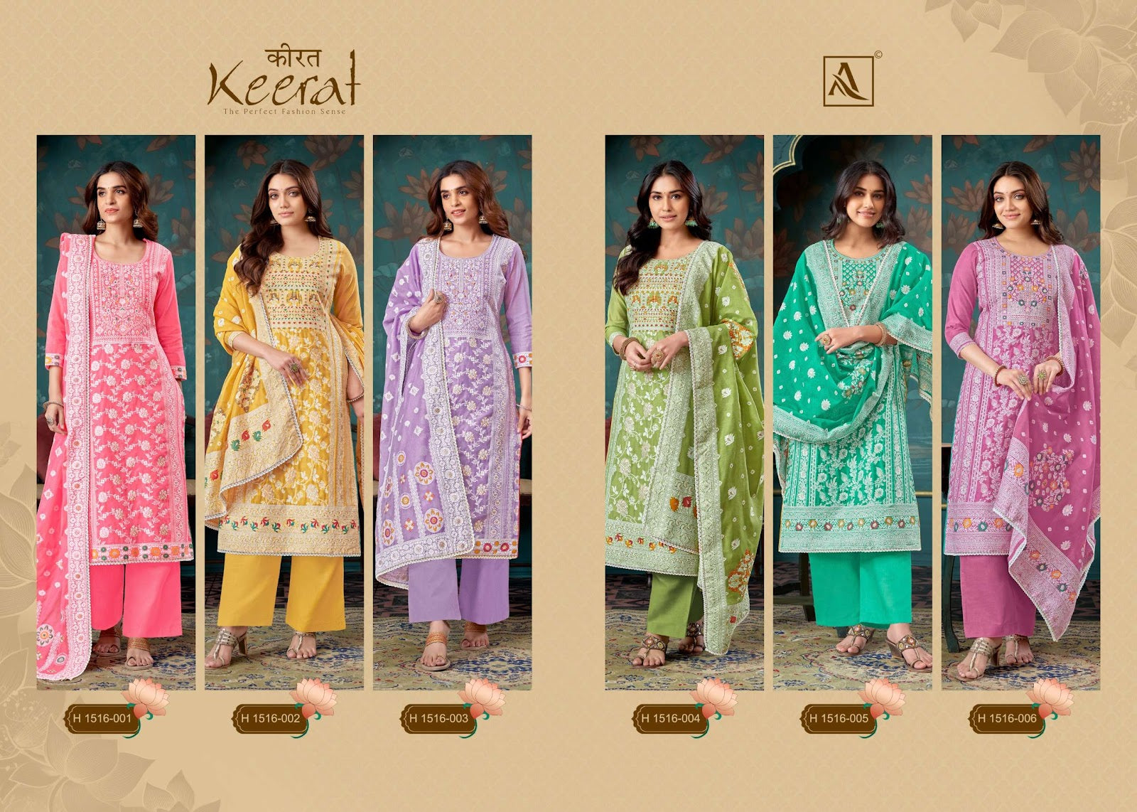 Keerat Alok Jacquard Pant Style Suits Supplier Gujarat