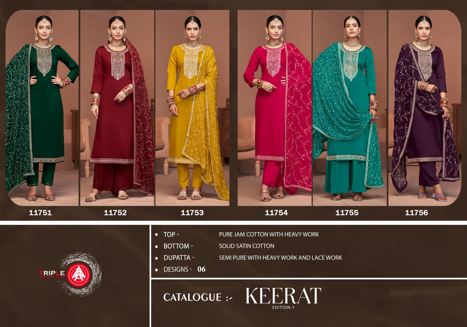 Keerat Edition 7 Triple Aaa Jaam Cotton Pant Style Suits Supplier