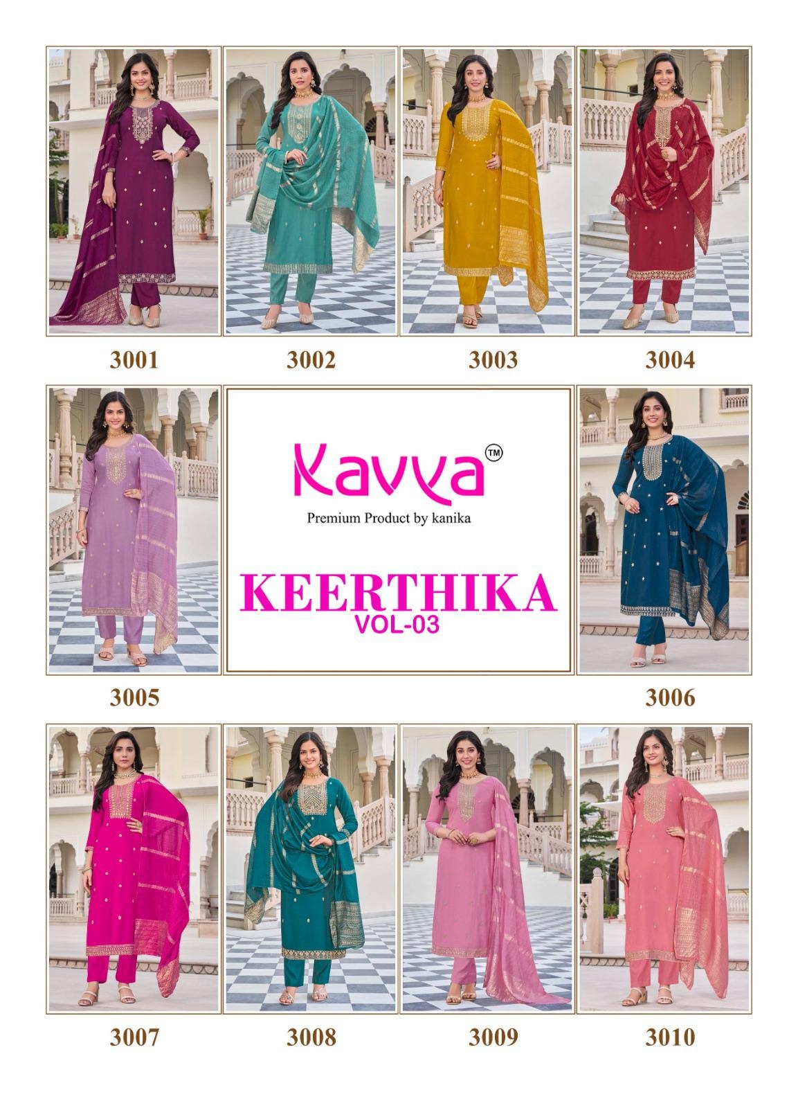 Keerthika Vol 3 Kavya Viscose Readymade Pant Style Suits Exporter Gujarat