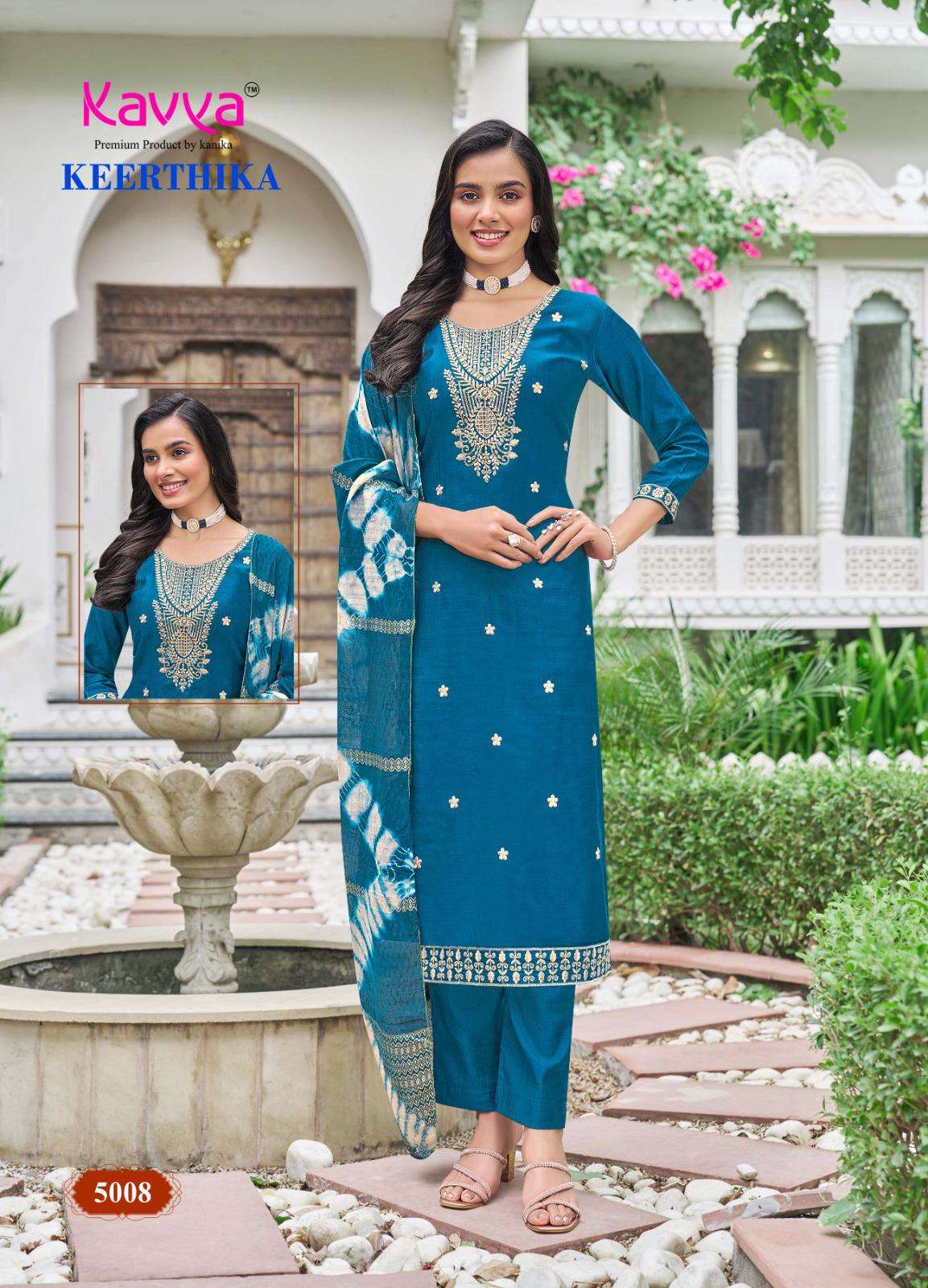 Keerthika Vol 5 Kavya Vertican Readymade Pant Style Suits Supplier Gujarat