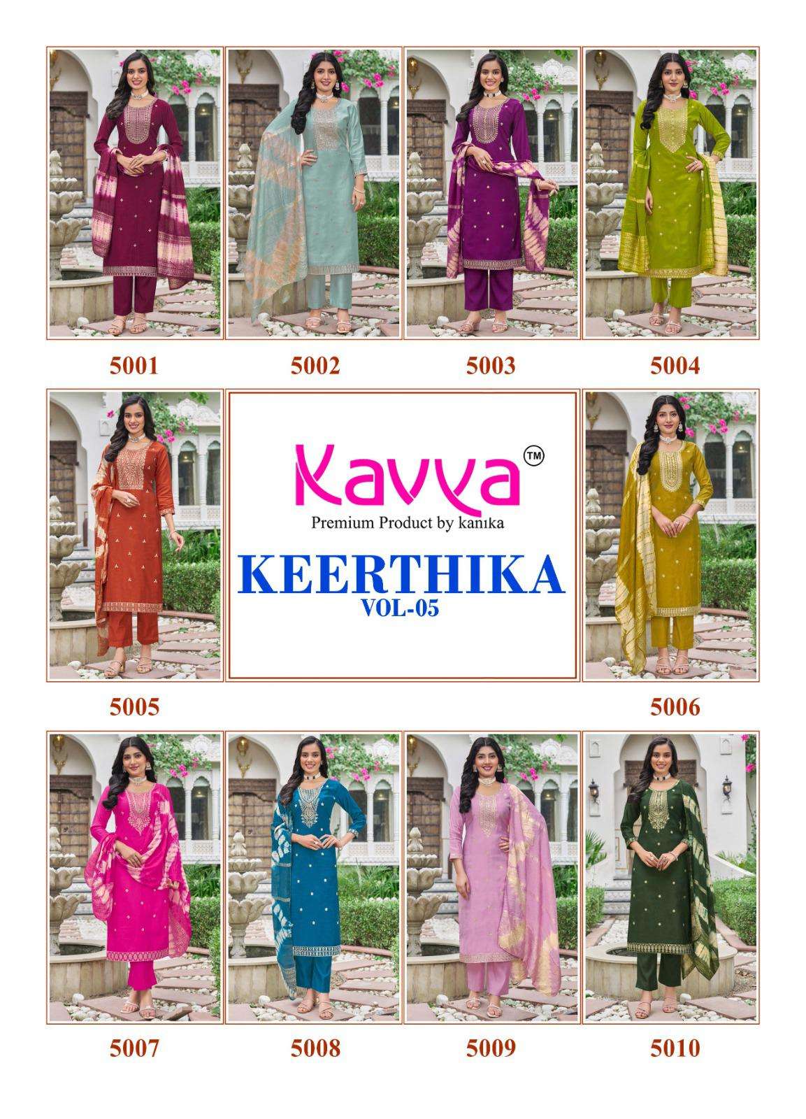 Keerthika Vol 5 Kavya Vertican Readymade Pant Style Suits Supplier Gujarat