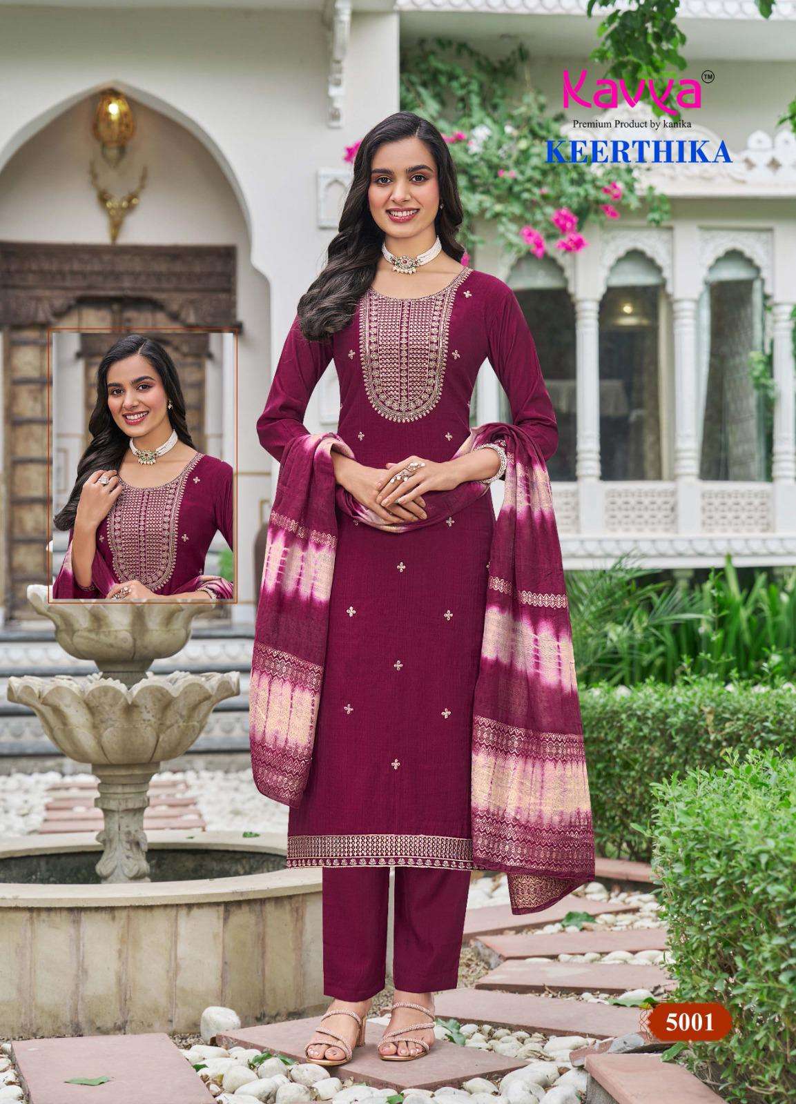 Keerthika Vol 5 Kavya Vertican Readymade Pant Style Suits Supplier Gujarat
