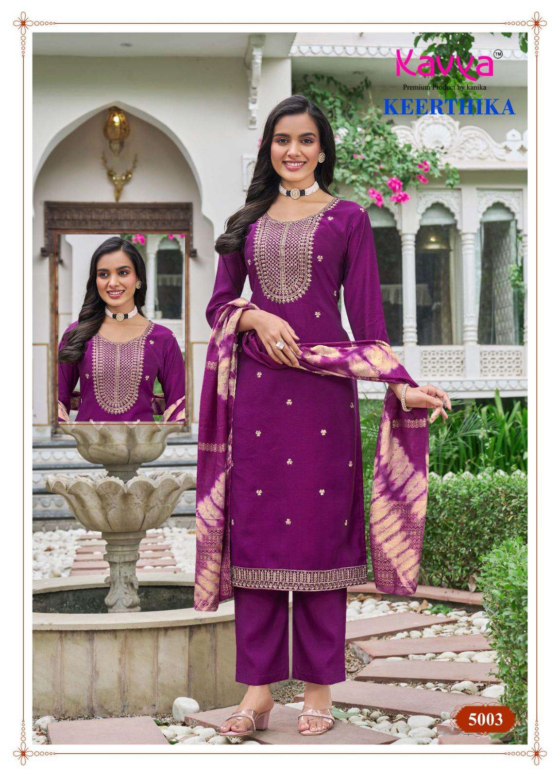 Keerthika Vol 5 Kavya Vertican Readymade Pant Style Suits Supplier Gujarat
