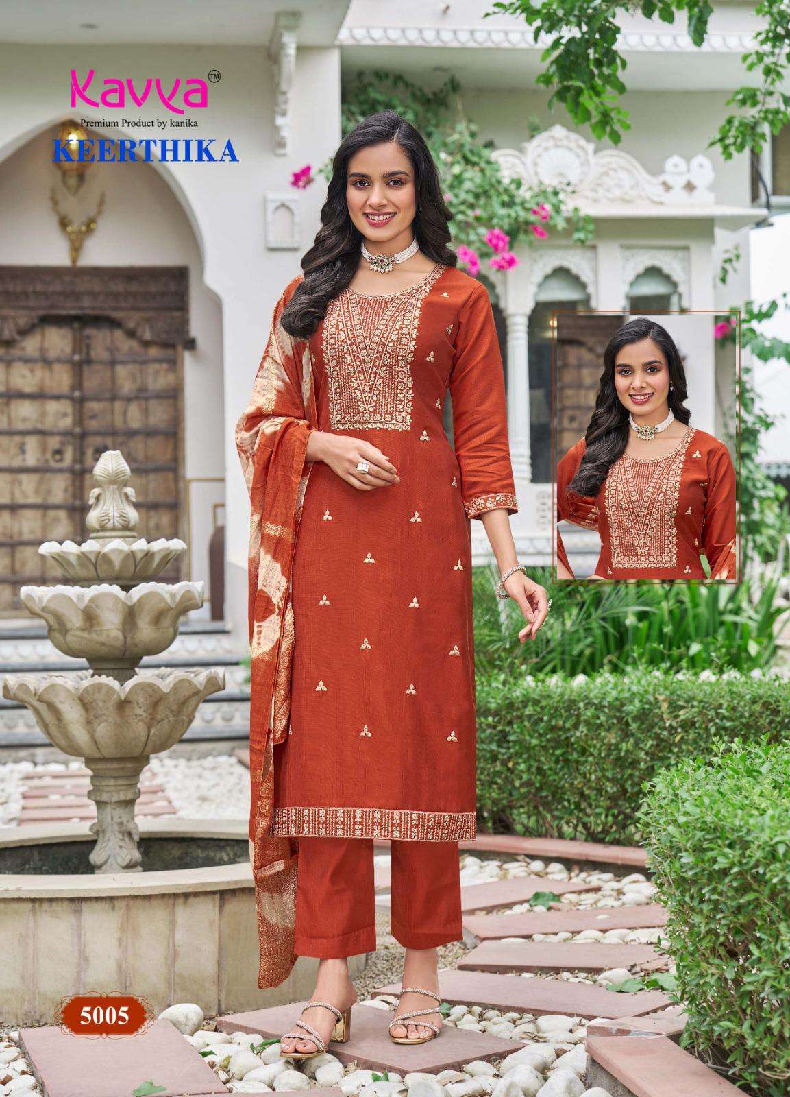 Keerthika Vol 5 Kavya Vertican Readymade Pant Style Suits Supplier Gujarat
