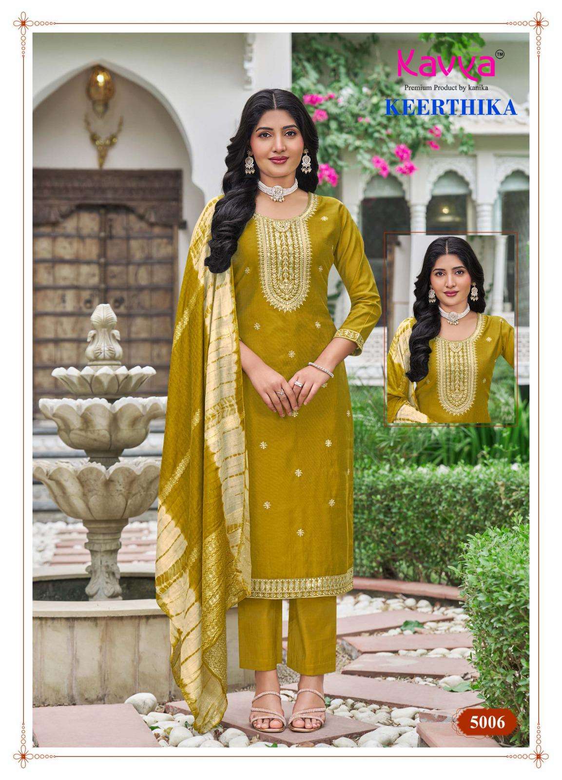 Keerthika Vol 5 Kavya Vertican Readymade Pant Style Suits Supplier Gujarat