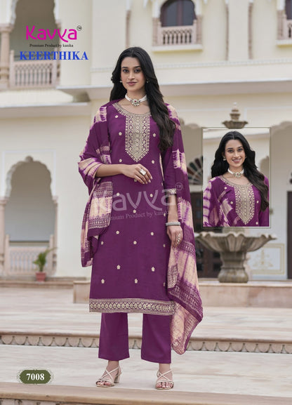 Keerthika Vol 7 Kavya Vertican Readymade Pant Style Suits Wholesaler