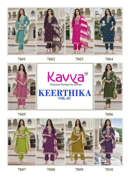 Keerthika Vol 7 Kavya Vertican Readymade Pant Style Suits Wholesaler