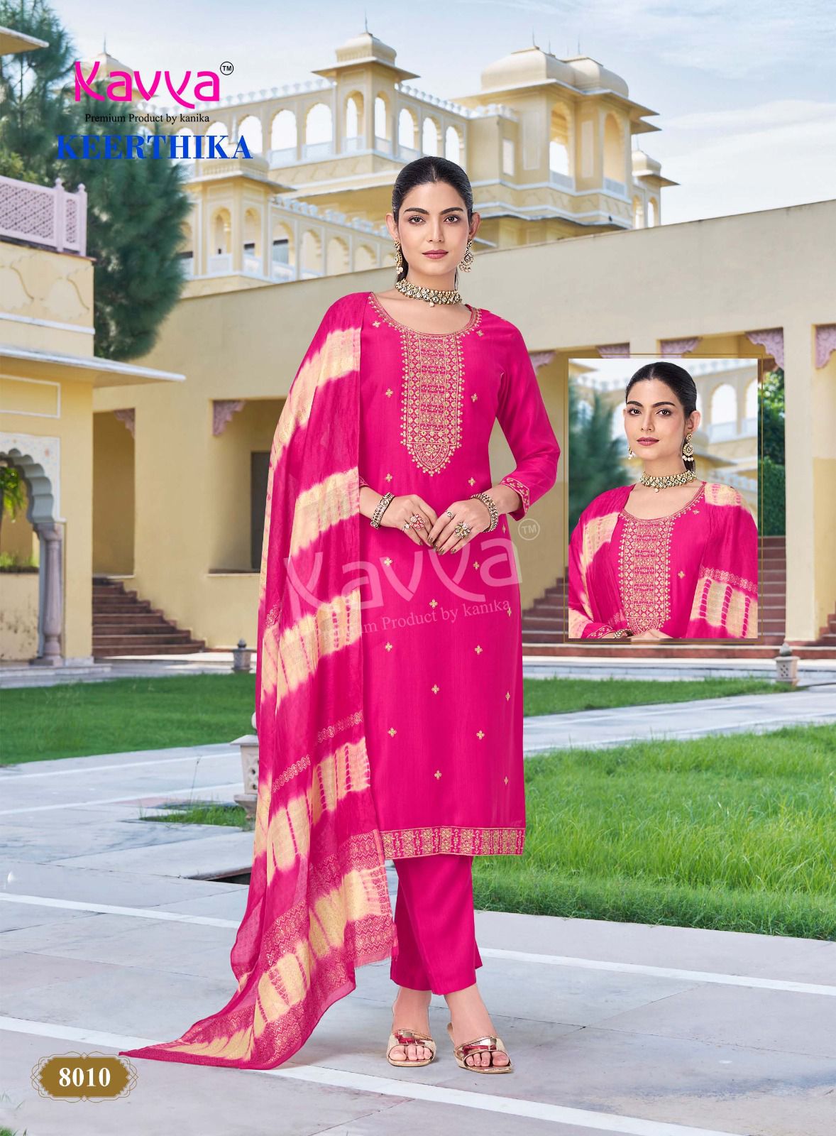 Keerthika Vol 8 Kavya Viscose Vetican Readymade Pant Style Suits Exporter Ahmedabad