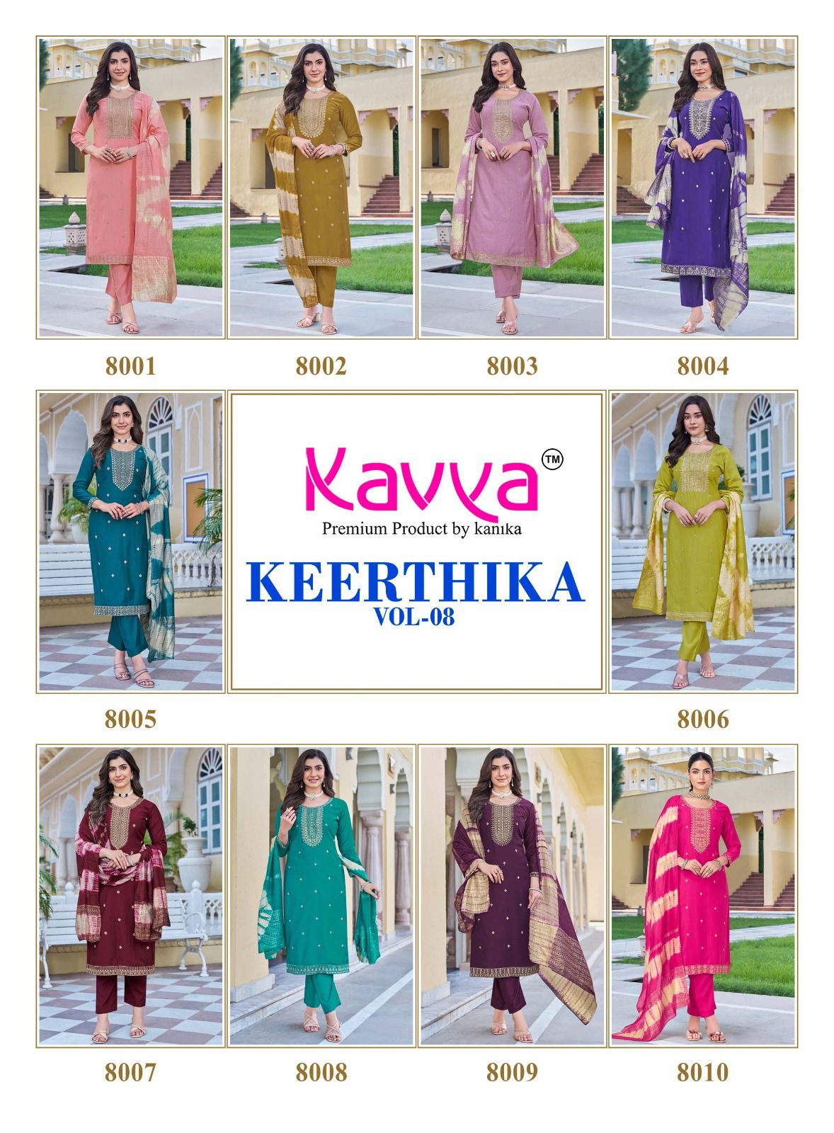 Keerthika Vol 8 Kavya Viscose Vetican Readymade Pant Style Suits Exporter Ahmedabad