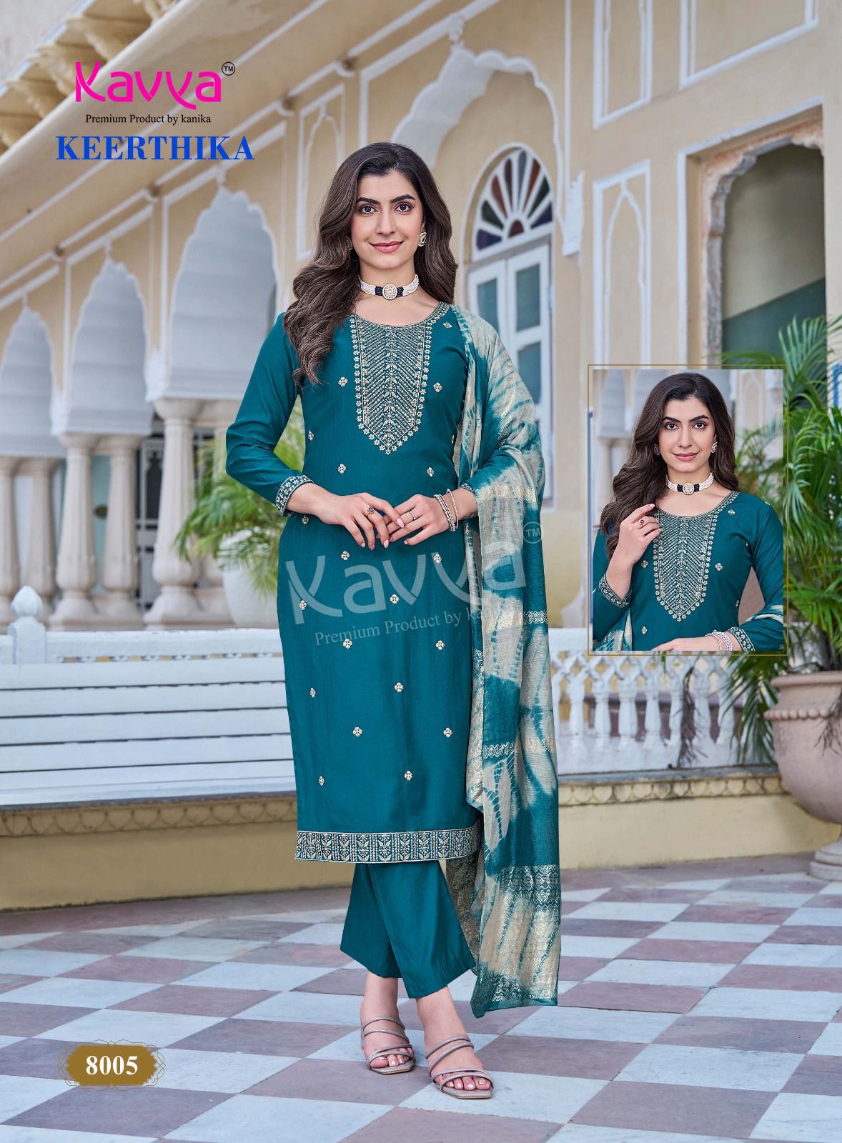 Keerthika Vol 8 Kavya Viscose Vetican Readymade Pant Style Suits Exporter Ahmedabad