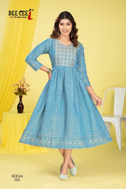 Keeva Deecee Roman Simmer Anarkali Kurtis Exporter