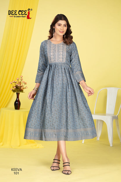 Keeva Deecee Roman Simmer Anarkali Kurtis Exporter