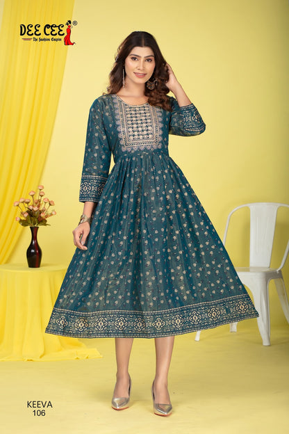 Keeva Deecee Roman Simmer Anarkali Kurtis Exporter
