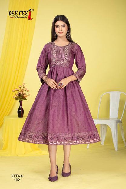 Keeva Deecee Roman Simmer Anarkali Kurtis Exporter
