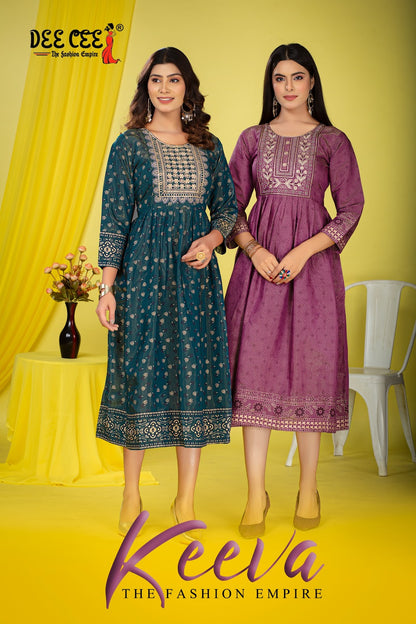 Keeva Deecee Roman Simmer Anarkali Kurtis Exporter
