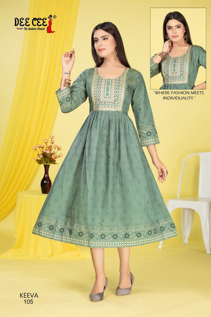 Keeva Deecee Roman Simmer Anarkali Kurtis Exporter