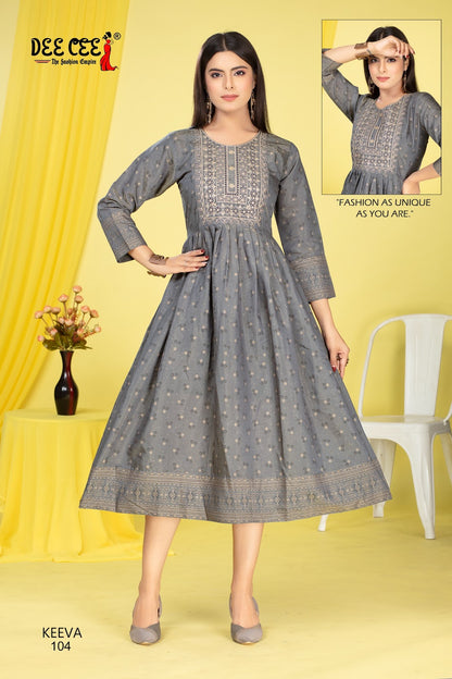 Keeva Deecee Roman Simmer Anarkali Kurtis Exporter