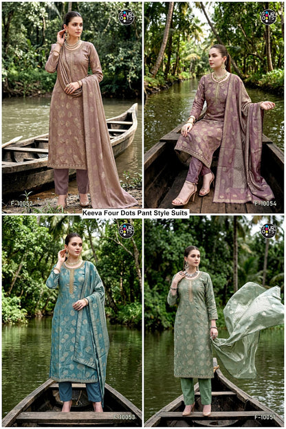Keeva Four Dots Silk Jacquard Pant Style Suits Wholesale Rate