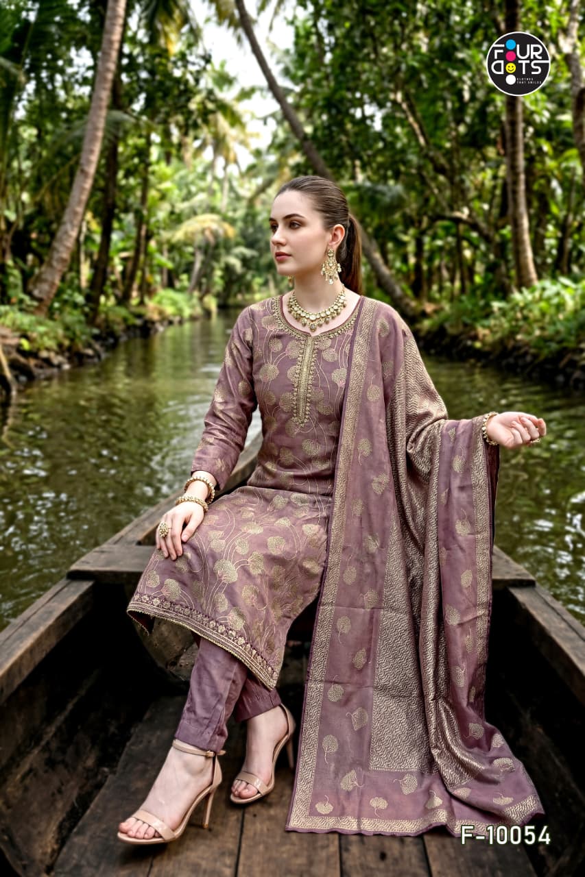 Keeva Four Dots Silk Jacquard Pant Style Suits Wholesale Rate