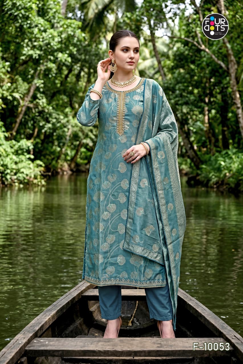 Keeva Four Dots Silk Jacquard Pant Style Suits Wholesale Rate