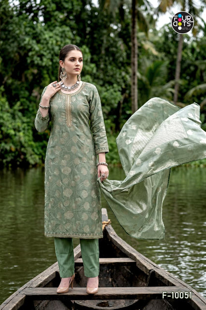 Keeva Four Dots Silk Jacquard Pant Style Suits Wholesale Rate
