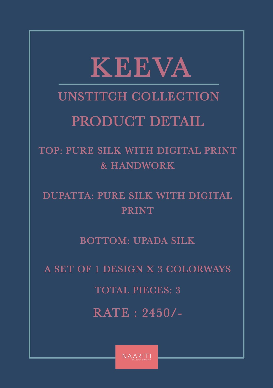 Keeva Naariti Pure Silk Pant Style Suits Exporter Ahmedabad