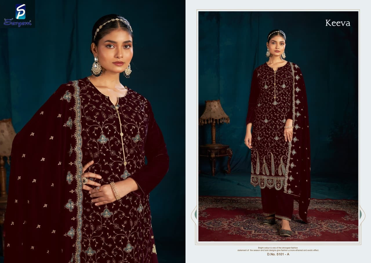 Keeva Sargam Prints Velvet Suits Manufacturer India