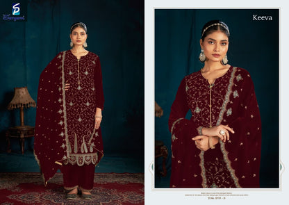 Keeva Sargam Prints Velvet Suits Manufacturer India