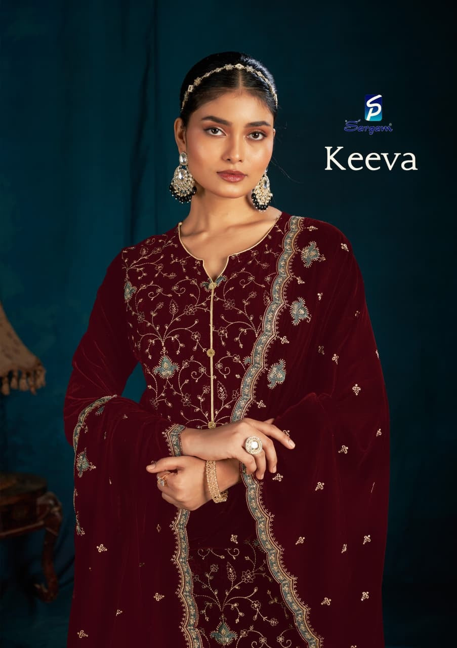 Keeva Sargam Prints Velvet Suits Manufacturer India