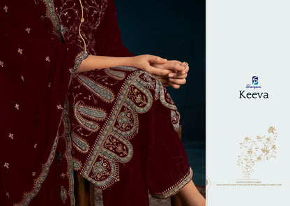 Keeva Sargam Prints Velvet Suits Manufacturer India