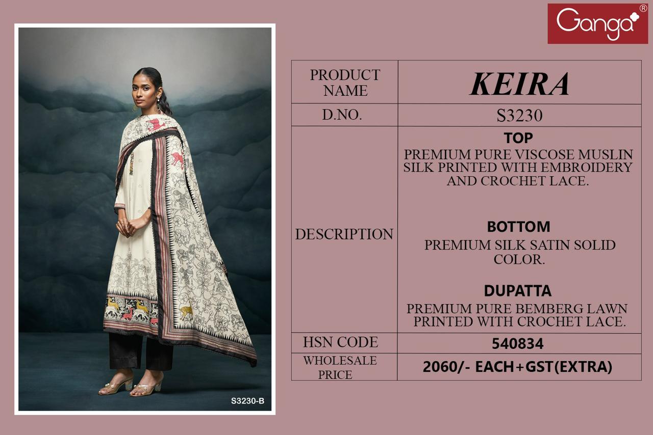 Keira 3230 Ganga Premium Viscose Plazzo Style Suits Exporter India