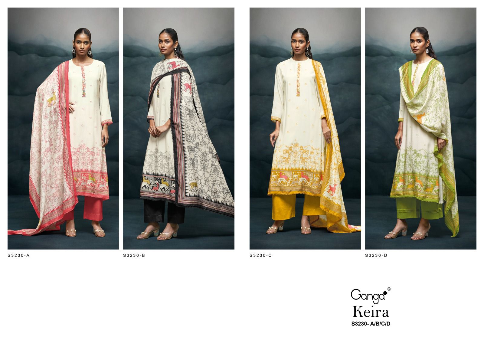 Keira 3230 Ganga Premium Viscose Plazzo Style Suits Exporter India