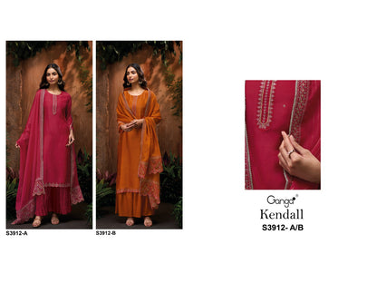 Kendall 3912 Ganga Bemberg Silk Plazzo Style Suits Wholesale