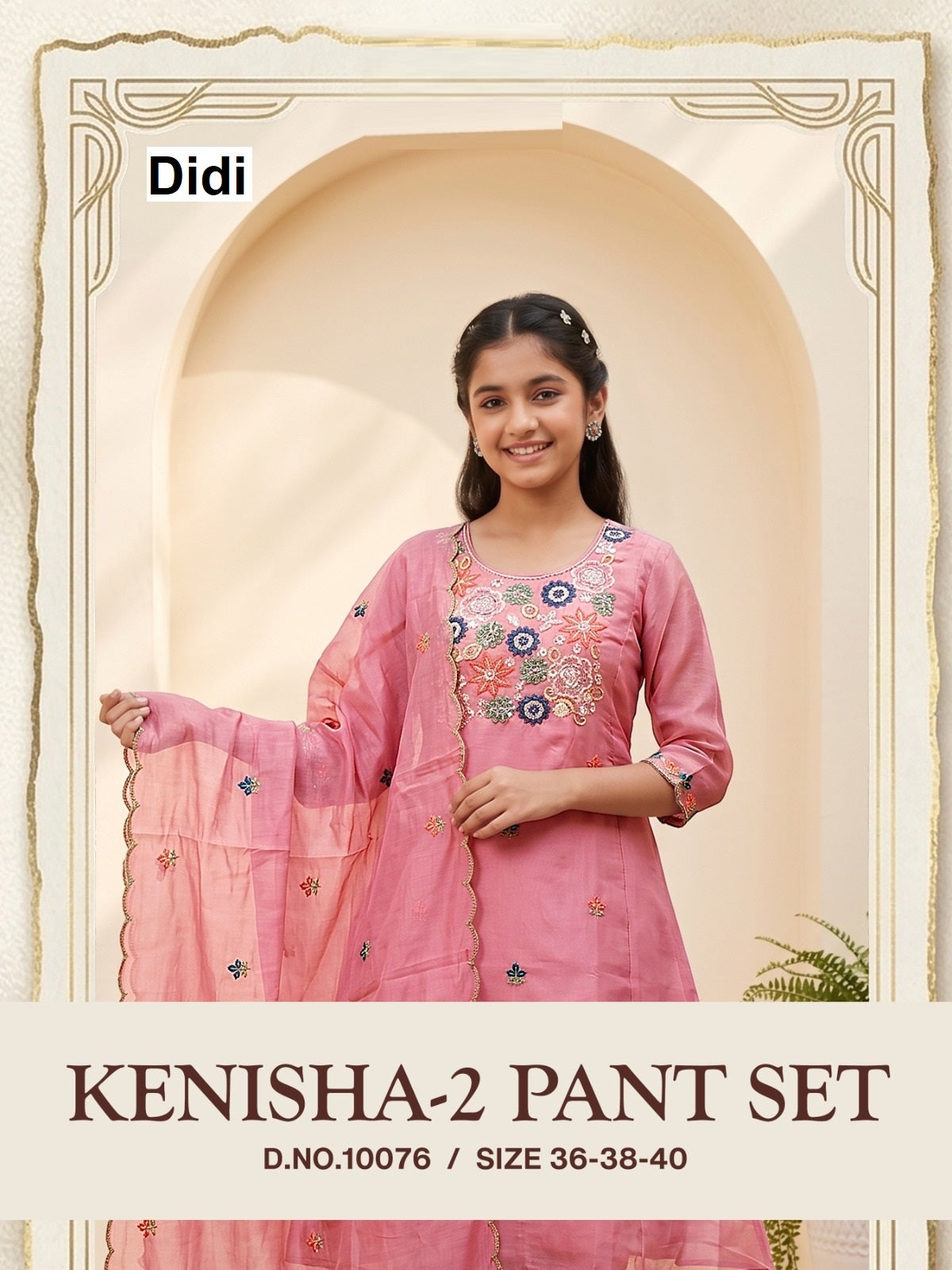 Kenisha 2 Dn 10076 Didi Mul Chanderi Girls Readymade Pant Suits Wholesaler Ahmedabad
