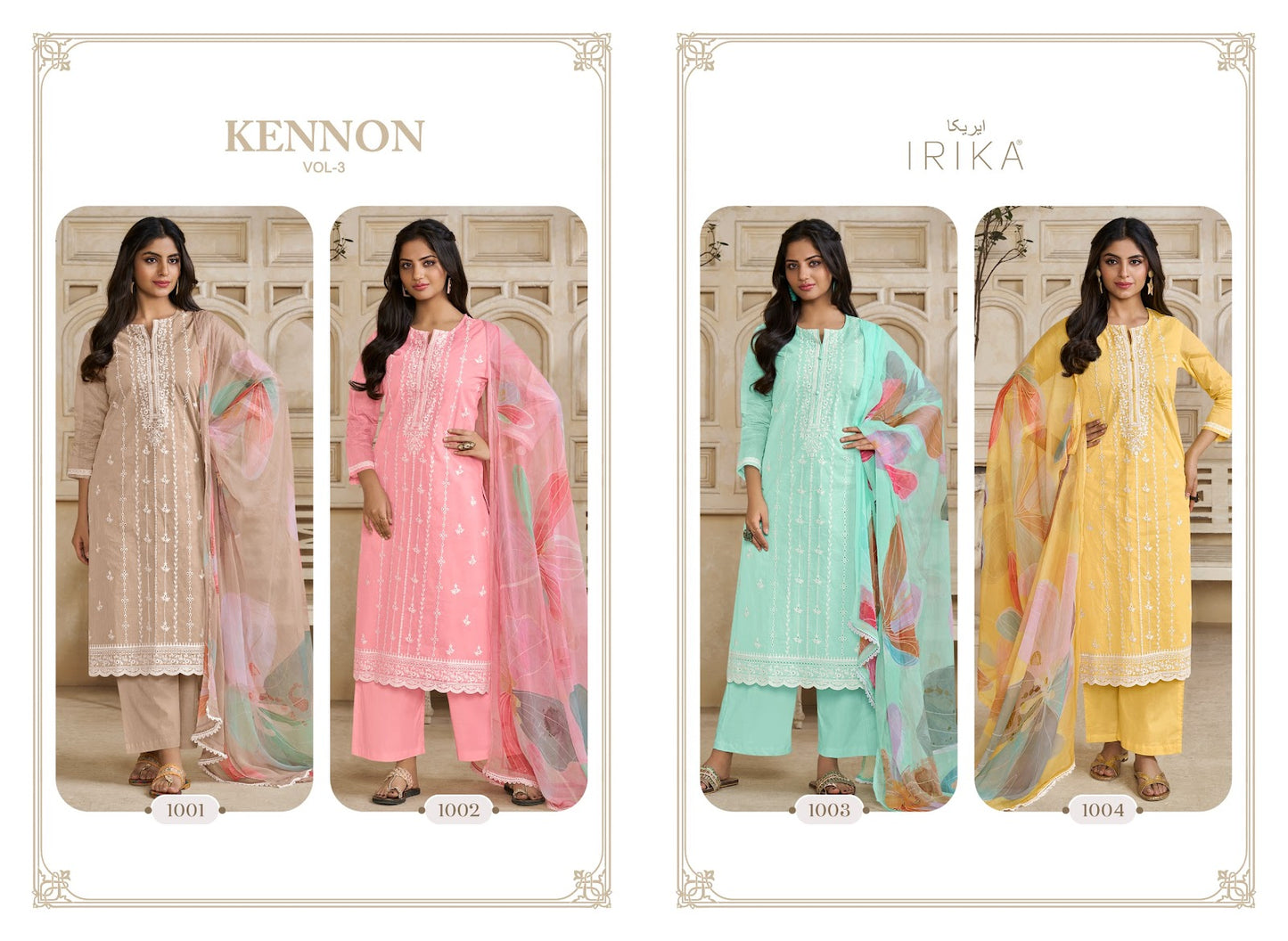 Kennon Vol 3 Irika Organdy Plazzo Style Suits Exporter