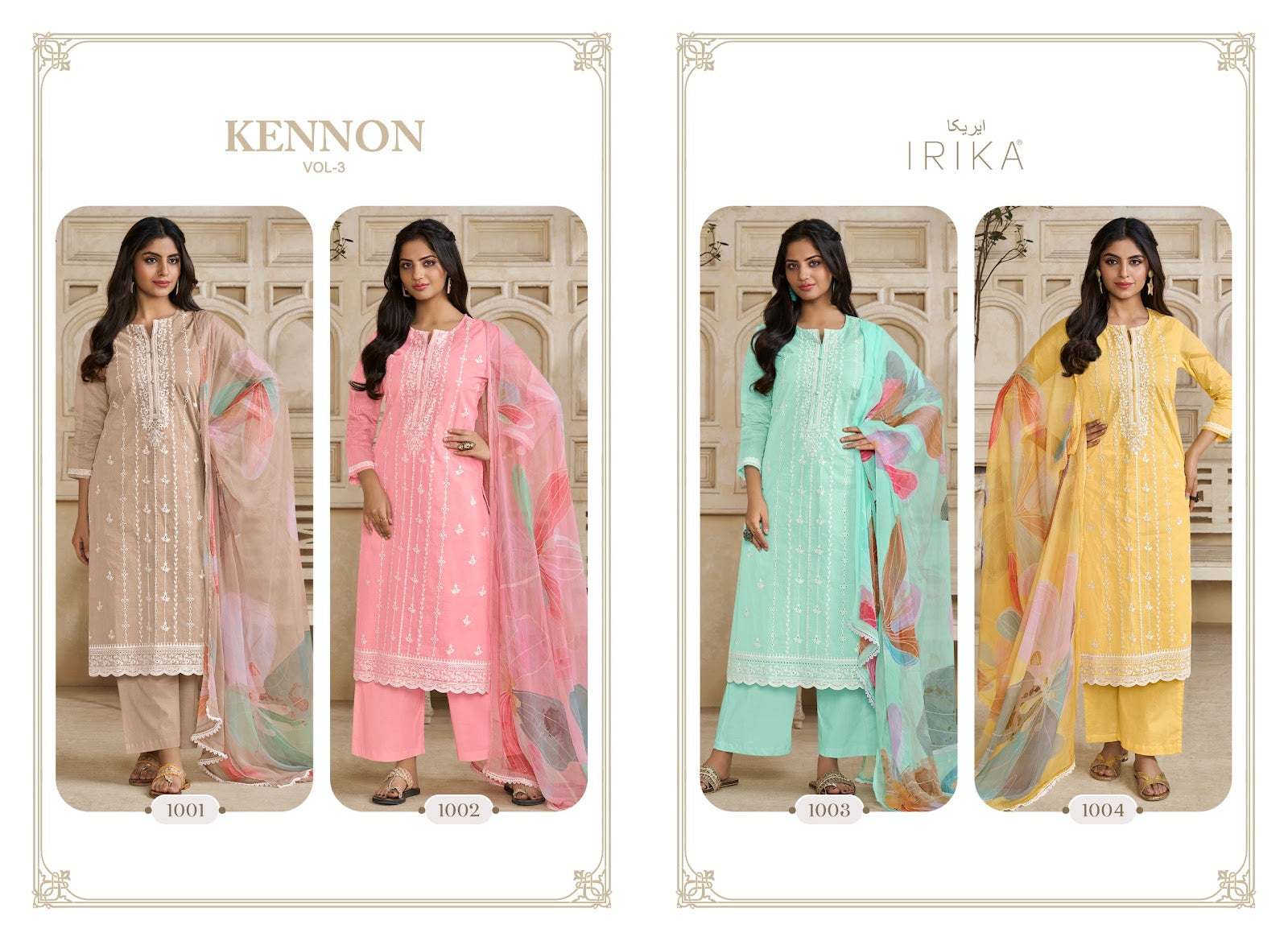 Kennon Vol 3 Irika Organdy Plazzo Style Suits Exporter