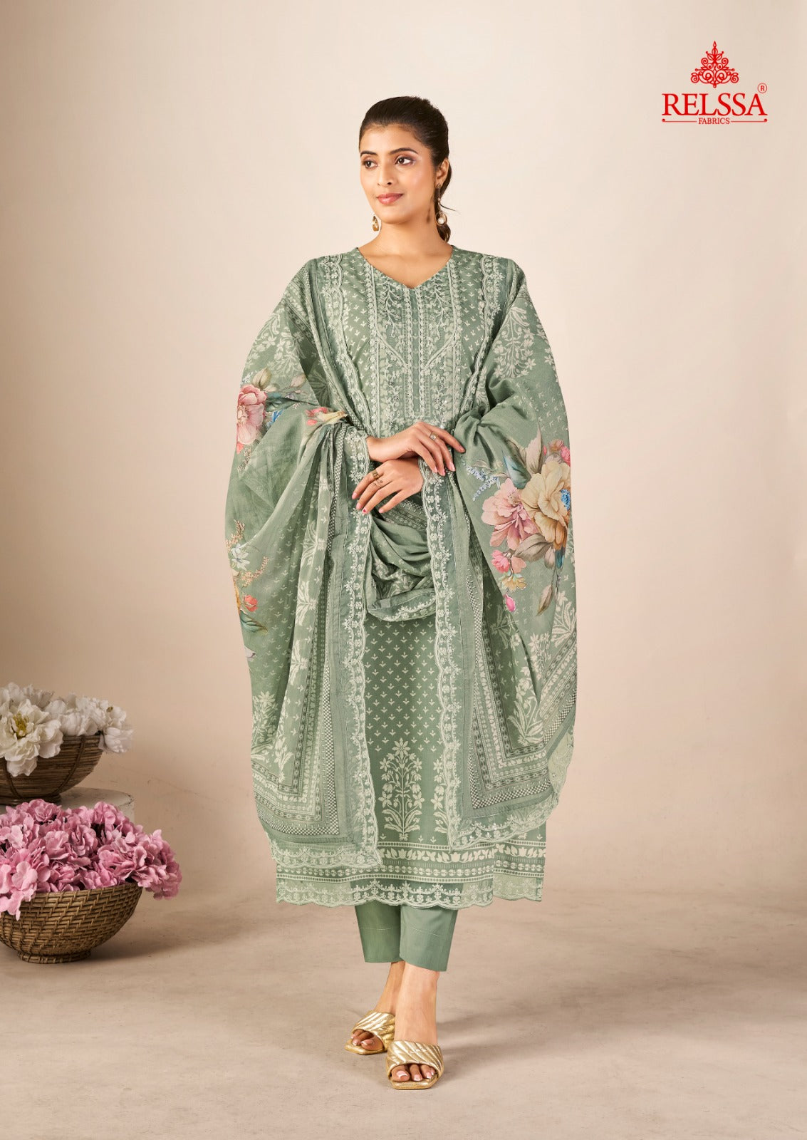 Kenny Relssa Fabrics Cotton Lawn Pant Style Suits Exporter Ahmedabad