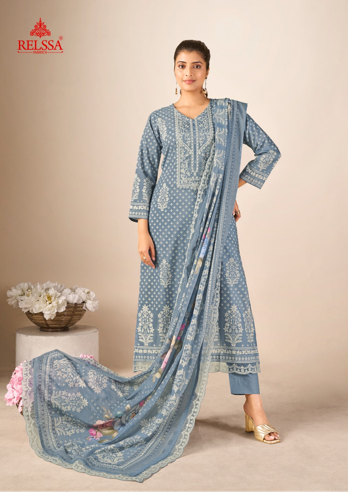 Kenny Relssa Fabrics Cotton Lawn Pant Style Suits Exporter Ahmedabad