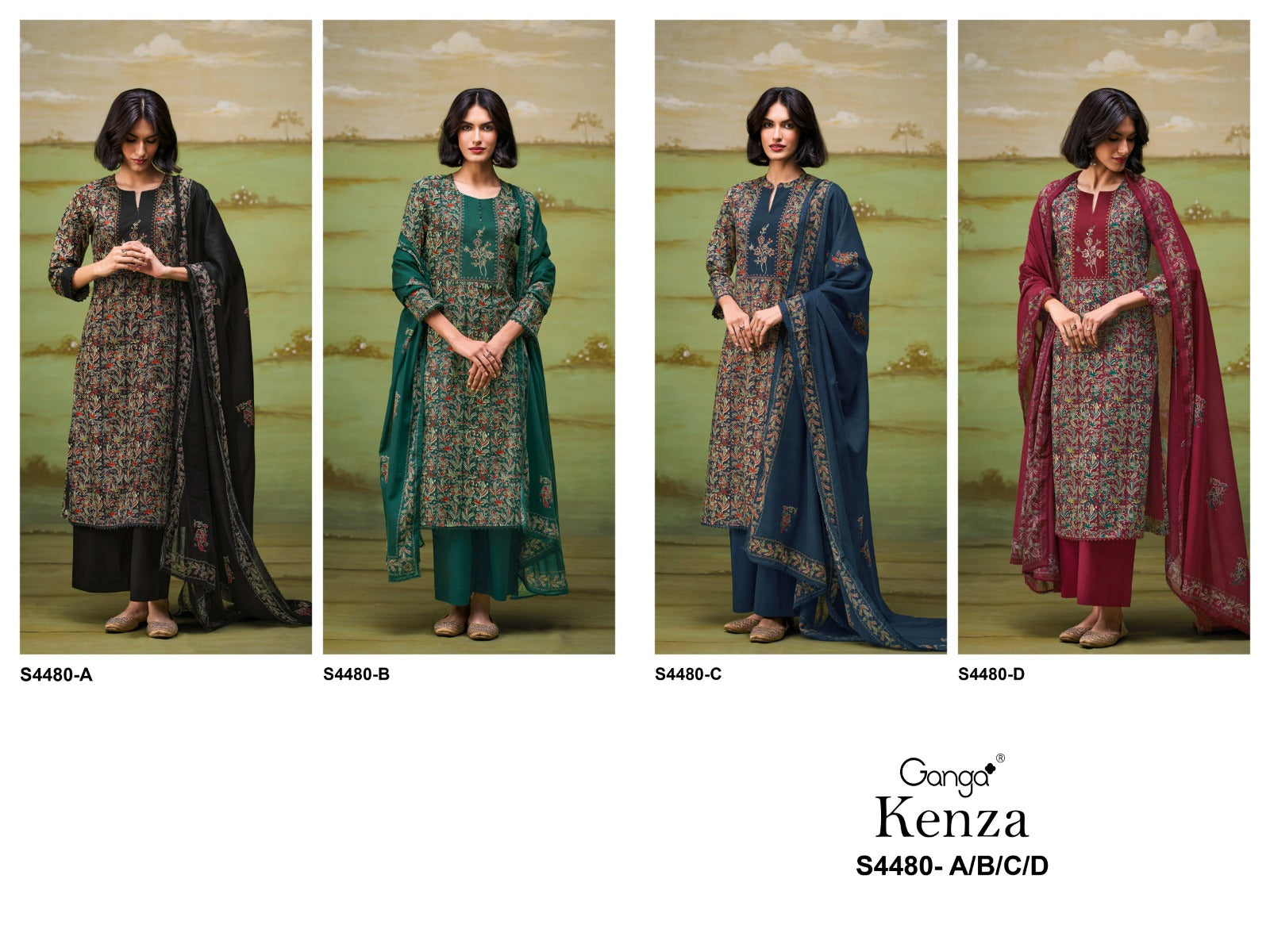 Kenza 4480 Ganga Cotton Pant Style Suits Manufacturer India