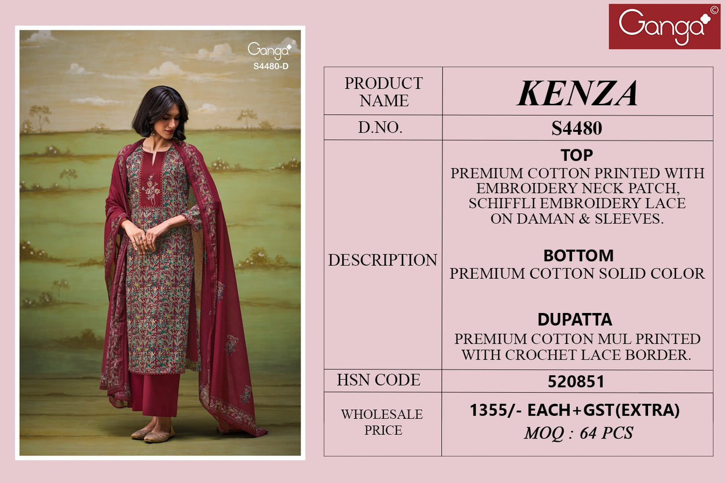 Kenza 4480 Ganga Cotton Pant Style Suits Manufacturer India