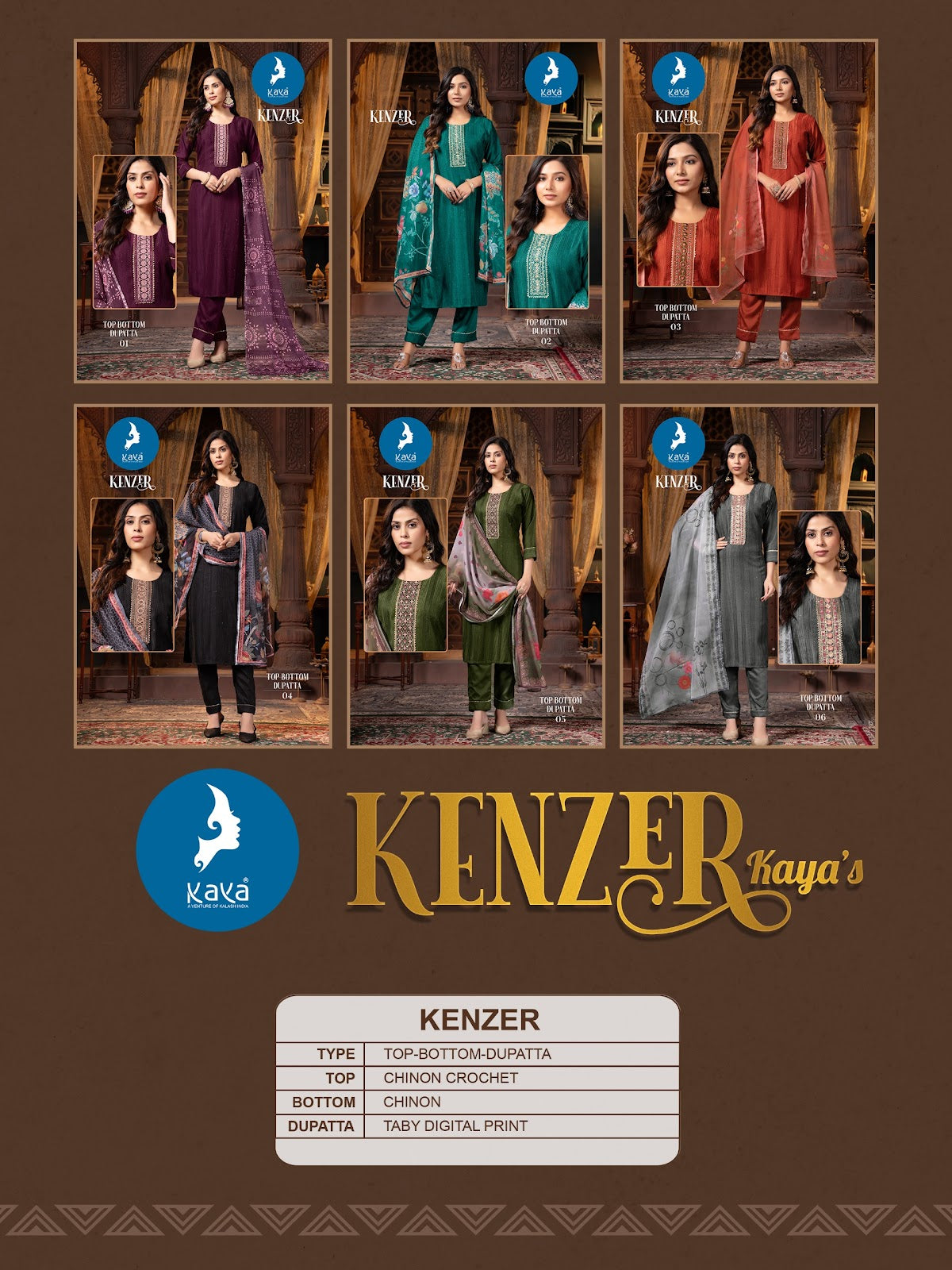 Kenzer Kaya Chinon Readymade Pant Style Suits Supplier Gujarat