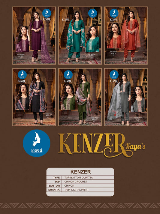 Kenzer Kaya Chinon Readymade Pant Style Suits Supplier Gujarat