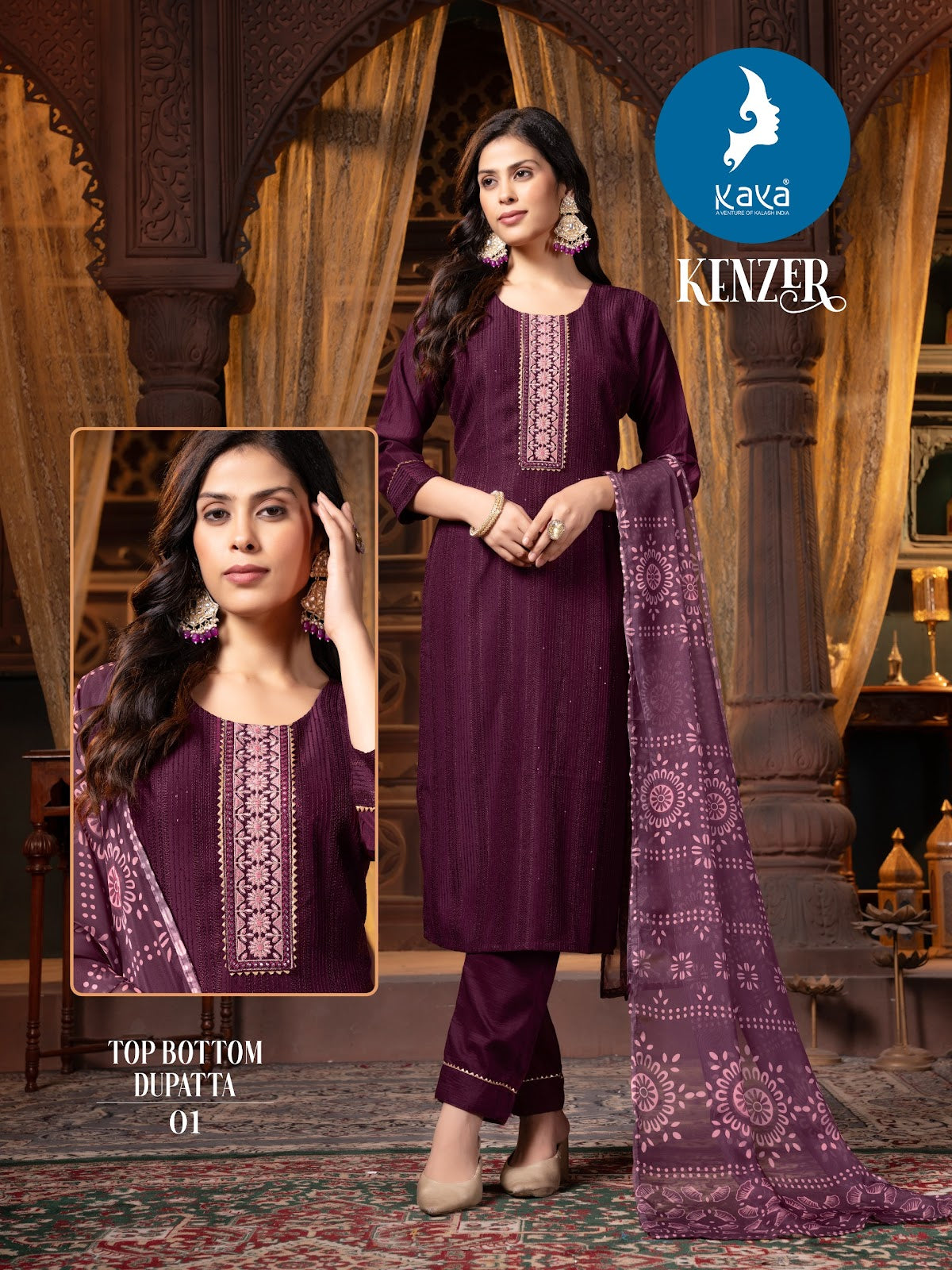 Kenzer Kaya Chinon Readymade Pant Style Suits Supplier Gujarat