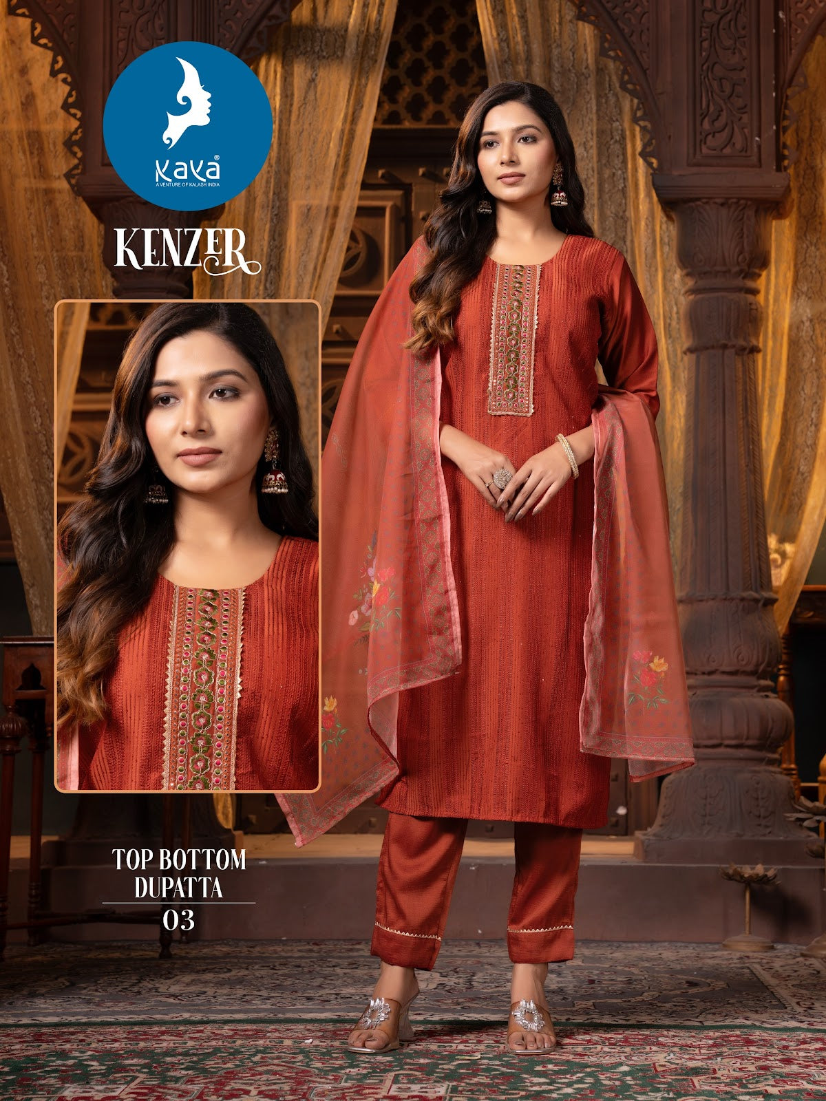 Kenzer Kaya Chinon Readymade Pant Style Suits Supplier Gujarat