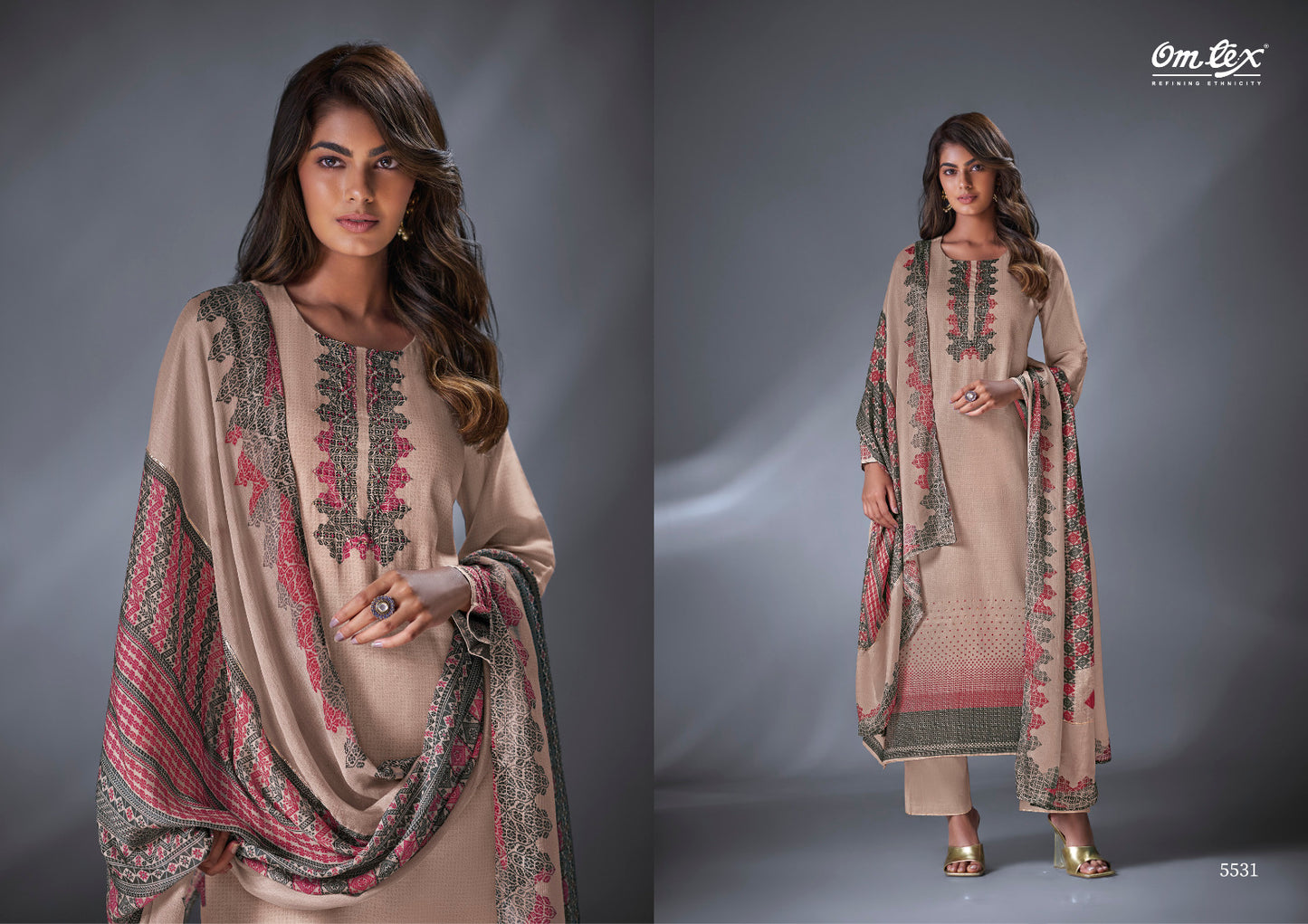 Kenzie-Single Colour Omtex Canvas Plazzo Style Suits Wholesale Rate