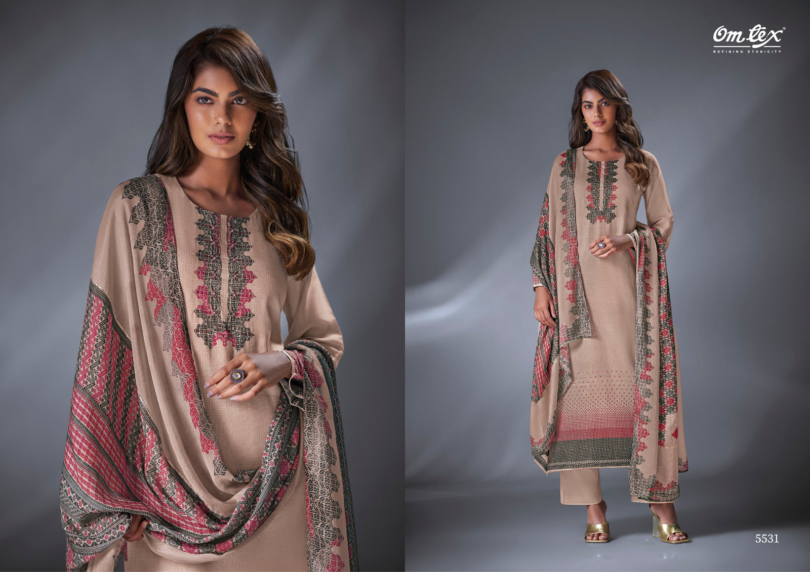 Kenzie-Single Colour Omtex Canvas Plazzo Style Suits Wholesale Rate