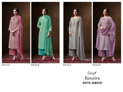 Kenzira 3772 Ganga Premium Cotton Plazzo Style Suits Supplier India