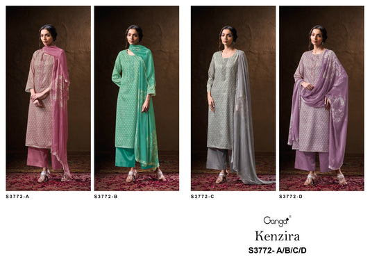 Kenzira 3772 Ganga Premium Cotton Plazzo Style Suits Supplier India