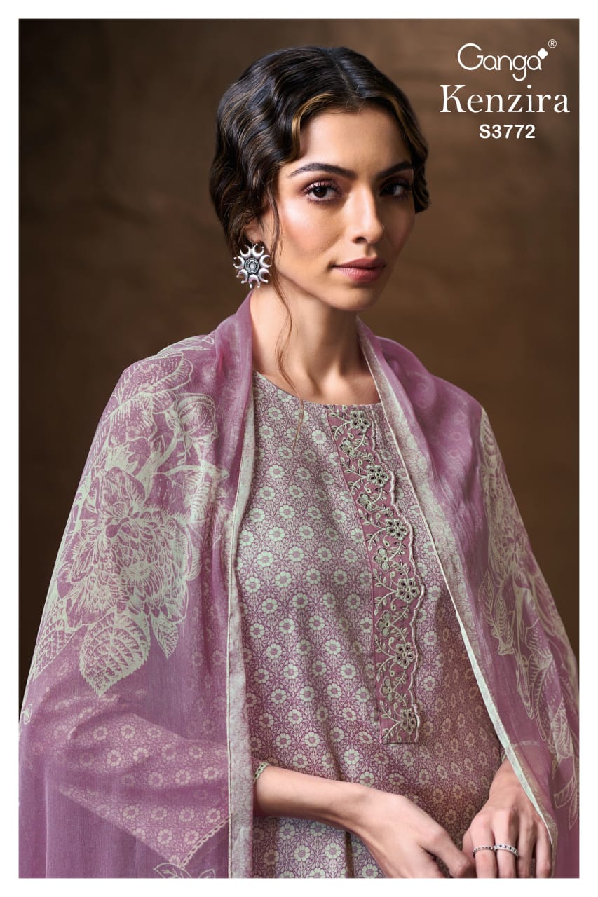 Kenzira 3772 Ganga Premium Cotton Plazzo Style Suits Supplier India