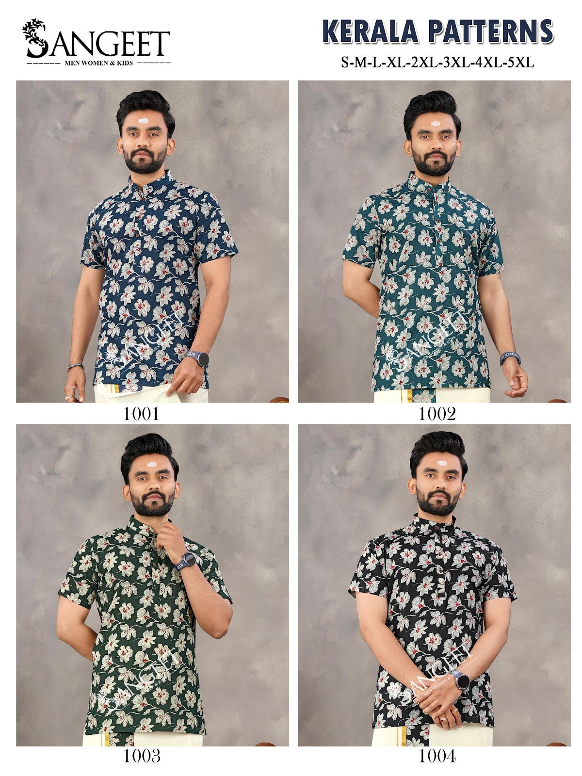 Kerala Patterns Sangeet Pure Cotton Mens Dhoti Shirts Exporter Gujarat